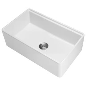 VEVOR 32.5x20 inch Farmhouse Sink, White Sink Workstation, Fireclay Undermount Basins, Apron Front Single Bowl Basin with Multiple Accessories