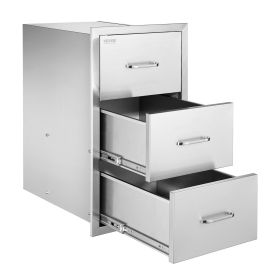 VEVOR Outdoor Kitchen Drawers, 16.5"W x 29"H x 20.5"D Triple Access Drawers, Stainless Steel Flush Mount Cabinets
