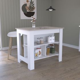 Cala Kitchen Island Antibacterial, Three Shelves, Four Legs -Light Gray / White