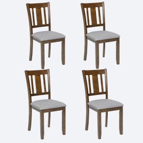 Wooden Dining Chairs Set of 4, Kitchen Chair with Padded Seat, Upholstered Side Chair for Dining Room, Living Room, Walnut