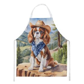 Cavalier Spaniel Cowboy Welcome Apron Cooking Kitchen Server Baking Crafts Gardening for Adult Women Men, Unisex, Large, Multicolor