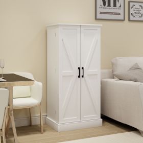 50" LED Kitchen Pantry Cabinet,Freestanding Buffet Cupboards Sideboard with 2 Doors with Racks and 2 Adjustable Shelves for Kitchen