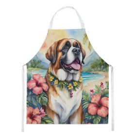 Saint Bernard Luau Apron Cooking Kitchen Server Baking Crafts Gardening for Adult Women Men, Unisex, Large, Multicolor (Default: Default)